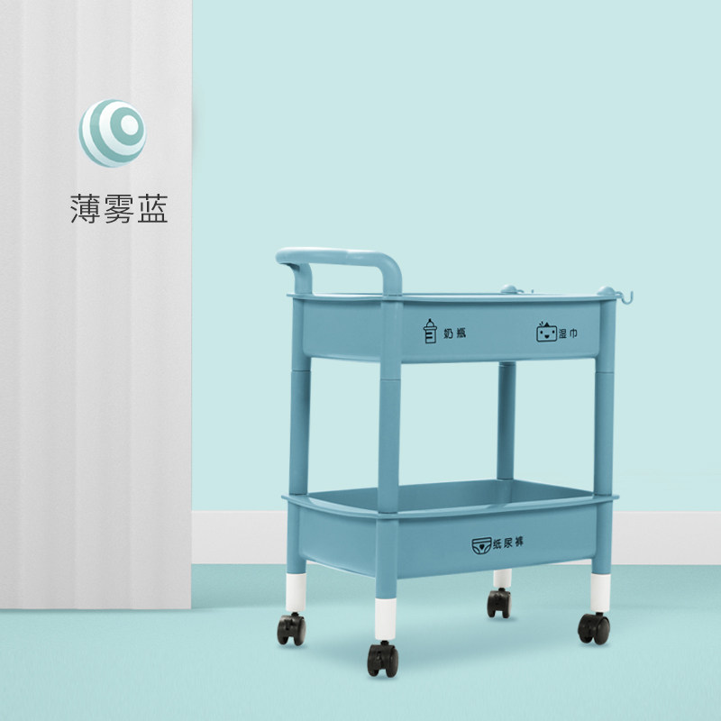 儿童放玩具宝宝收纳神器整理架摆架懒角落书柜家用箱置物架装柜子三维工匠 二层置物架-薄雾蓝