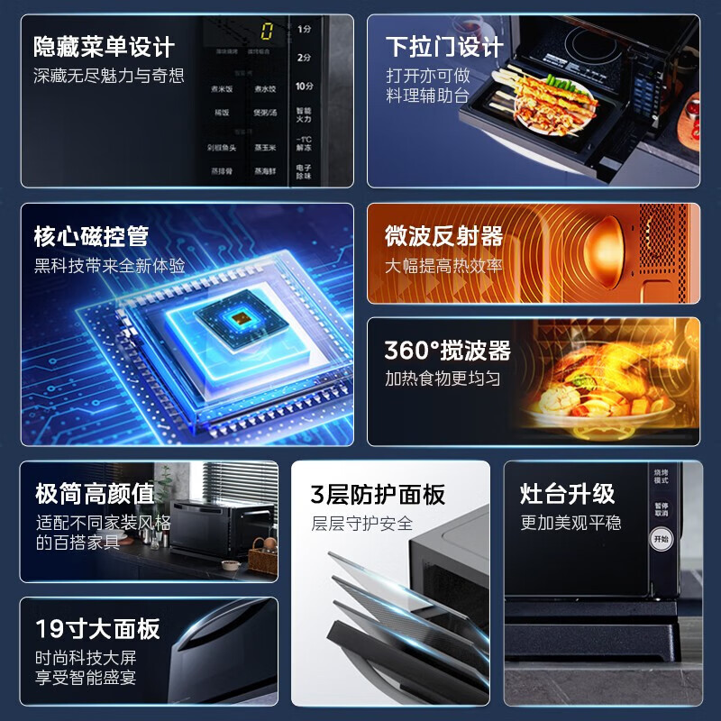 美的(Midea)微波炉M3-208E 智能变频 微波炉光波炉烤箱 微烤一体机 20L平板 800W速热