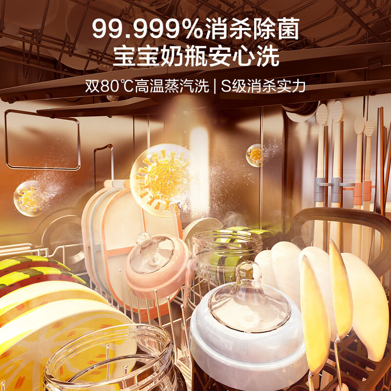 海尔(Haier)15套嵌入式双面洗洗碗机W5000S洗消一体6S全维精洗一级水效开门速干EYBW152266WEU1