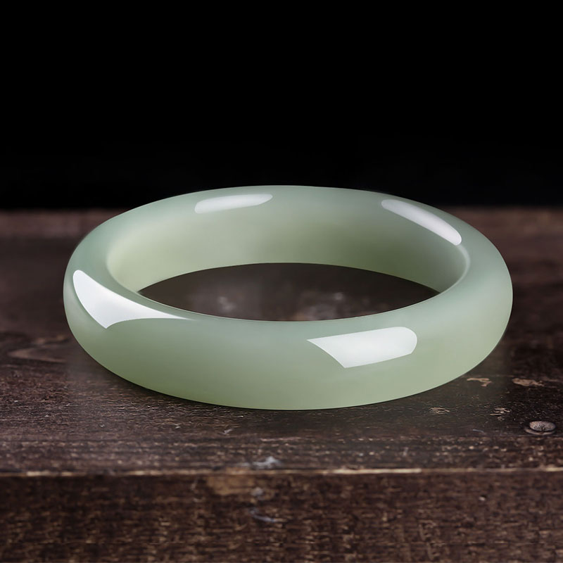 奥沃姿手镯新疆和田玉碧玉手镯送妈妈送女友送爱人正品珠宝碧玉菠菜绿
