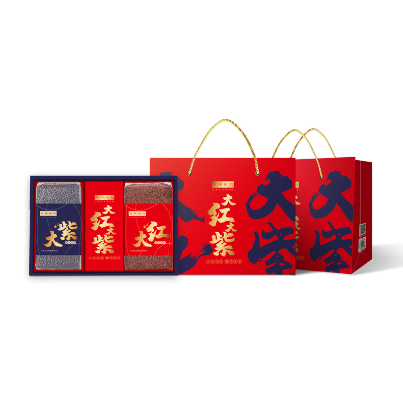 陇间柒月大米礼盒 大红大紫 富硒红米500克富硒紫米500克Z195