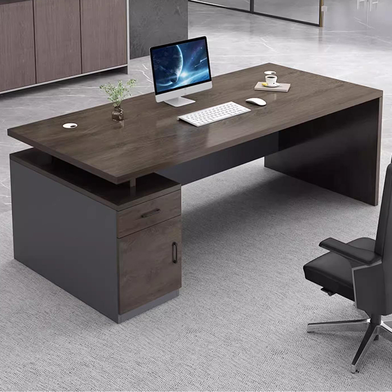 彭梵橡木色办公桌高清大图