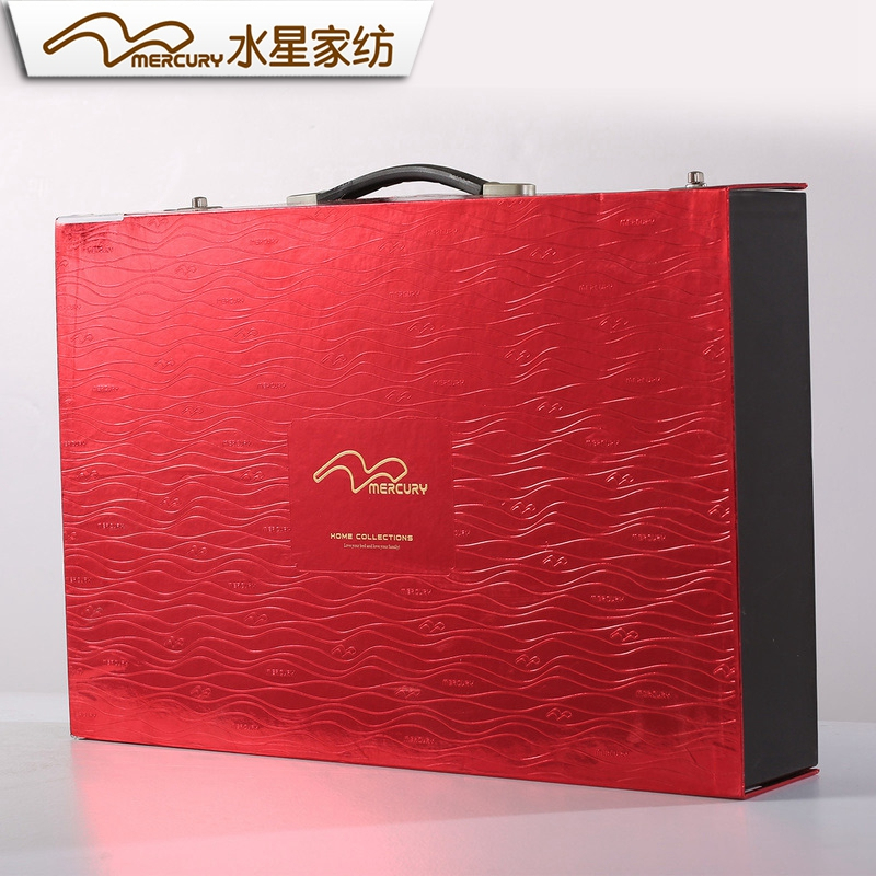 水星家纺婚庆绗缝大提花棉四/六件套 1.8床喜庆结婚大红牡丹盛世床品床上用品