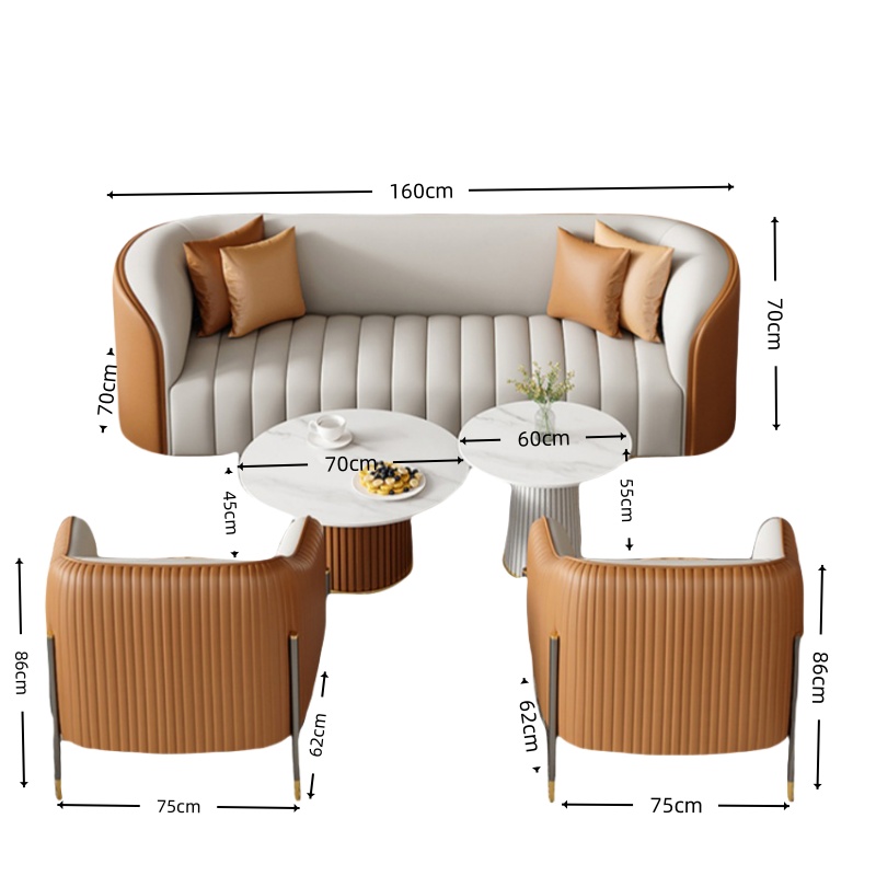 智叶舟办公沙发组合160*70*70cm(双人+2单人+茶几)套高清大图