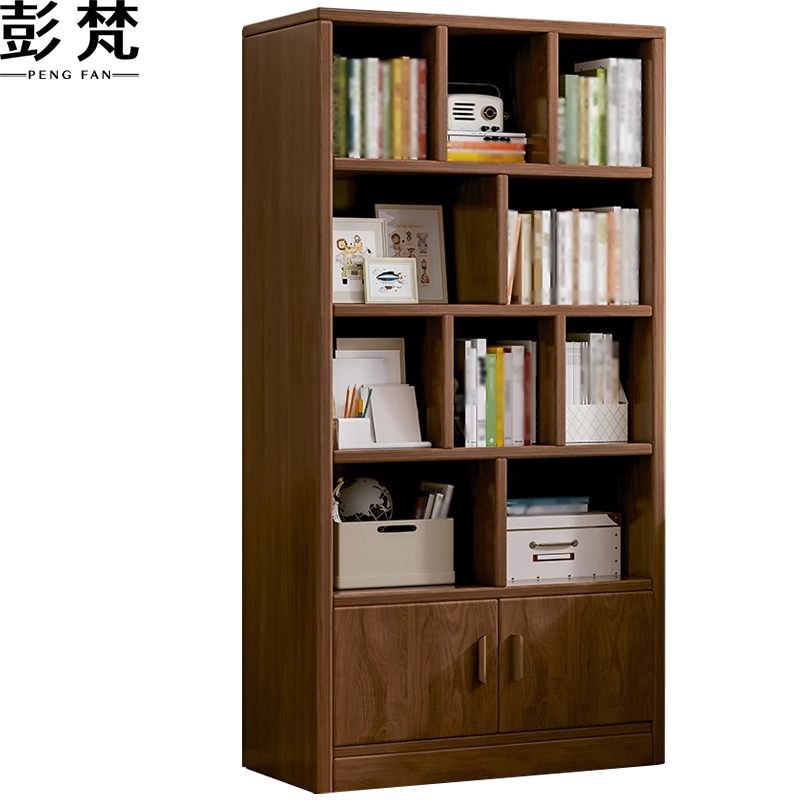 彭梵胡桃色书柜高清大图