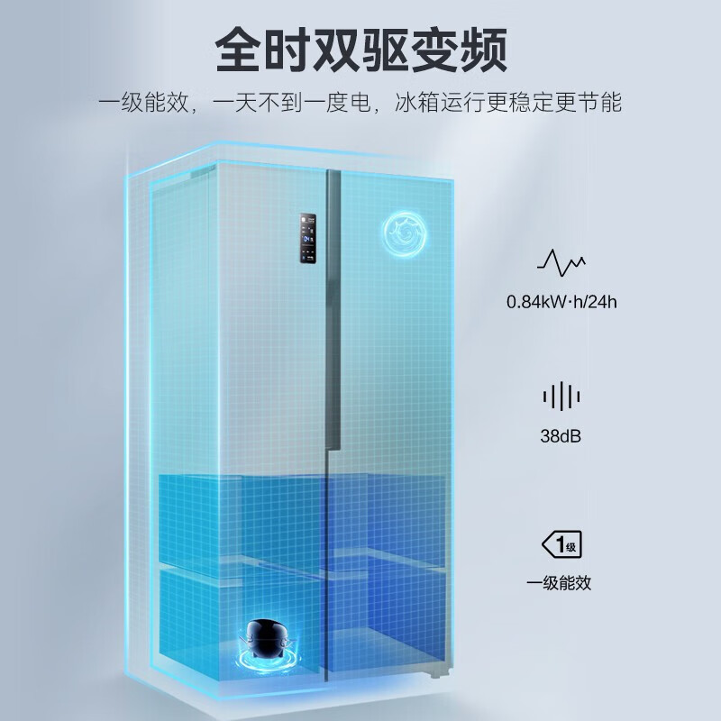 [官方自营]容声529L家用冰箱对开门冰箱双开门无霜一级能效双变频全空间四维净化嵌入式BCD-529WD18HP