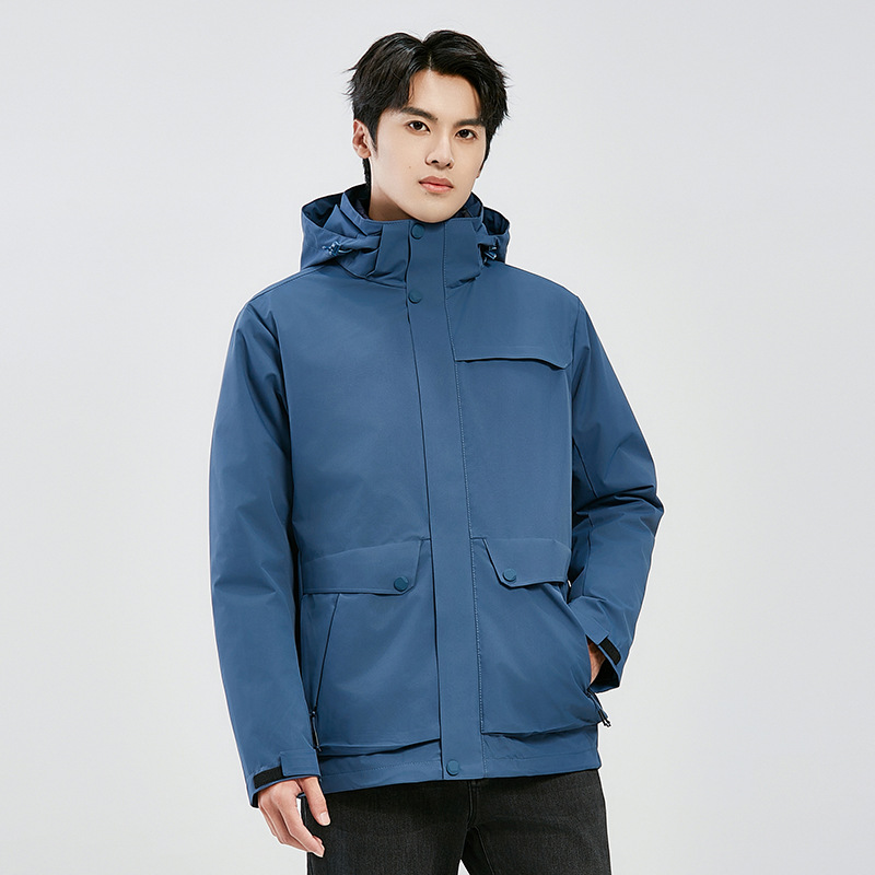 JEEPSPIRIT情侣款户外旅游可拆卸两件套羽绒内胆冲锋外套 5XL 7018男款：雾蓝