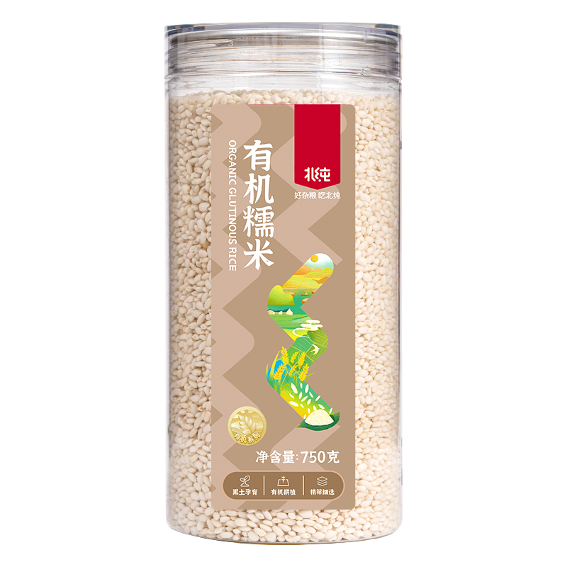 北纯 有机糯米-(罐装)750g