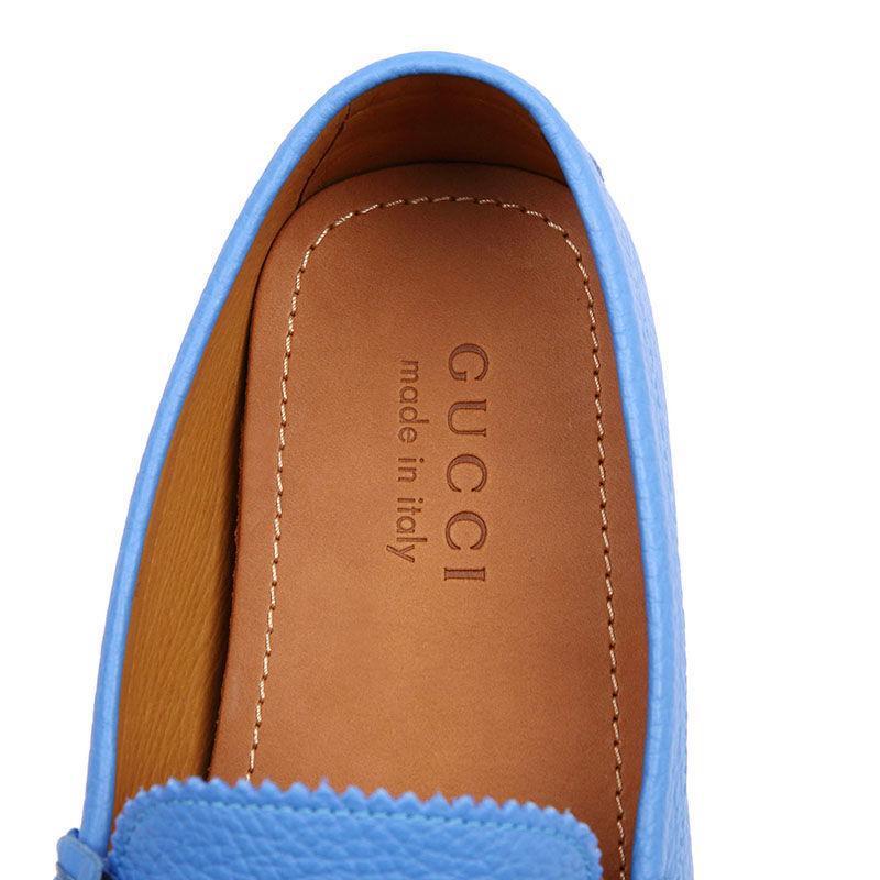 古驰(GUCCI)亮蓝色织带细节圆头休闲商务鞋牛皮男鞋户外百搭配色