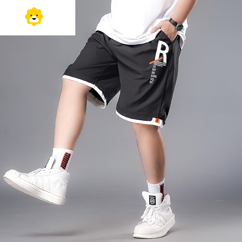 fishbasket休闲短裤男季2023新款大码男装裤子胖子宽松运动男士五分裤