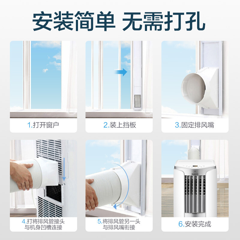 格力(GREE)移动空调单冷小1匹/P 家用小空调立式厨房空调一体机 免外机安装独立除湿KY-23NK 白色高清大图