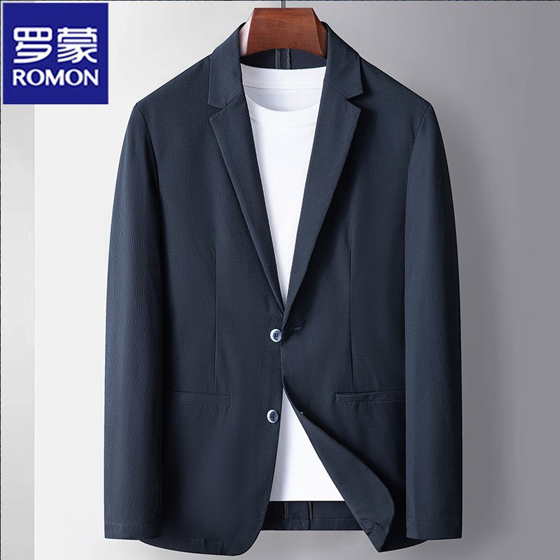 罗蒙休闲西装男单西春夏季单层西服男单件上衣商务装外套单西男士视频