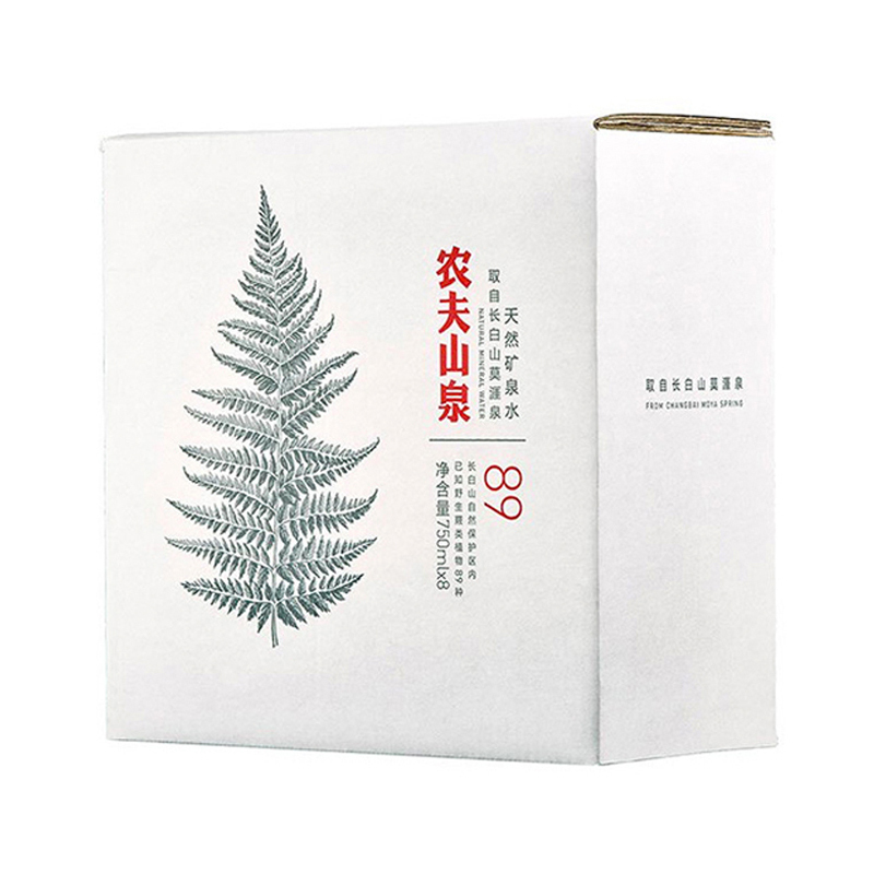 农夫山泉天然矿泉水(玻璃瓶)750ml* 8瓶 整箱(图案随机)