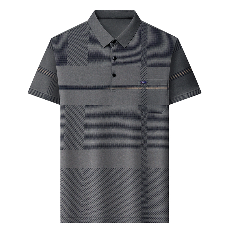 啄木鸟爸爸t恤男士短袖夏季中老年人男装有口袋polo衫上衣服l士 180/2XL建议体重150斤-170斤 灰色