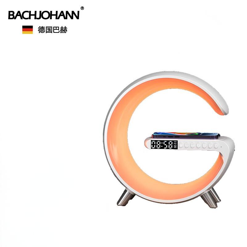 巴赫约翰 无线迷你便携式桌面户外大音量音箱七彩灯氛围灯 七彩氛围音响+无线充+闹钟 G7黑高清大图