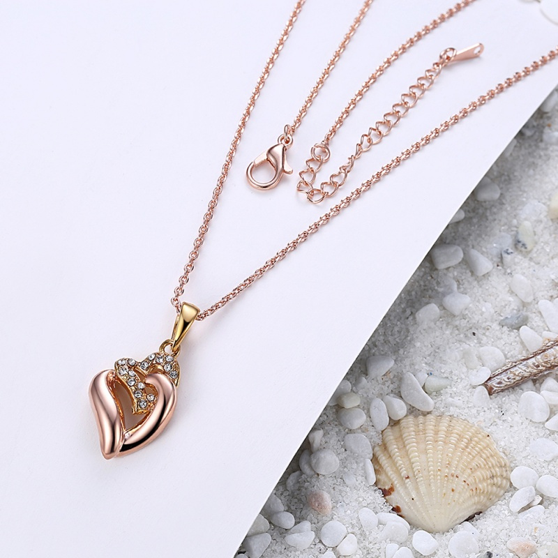 N573FashionNecklace玫瑰金心相印坠时尚镀彩金项链女韩版送女朋友七夕情_9_9