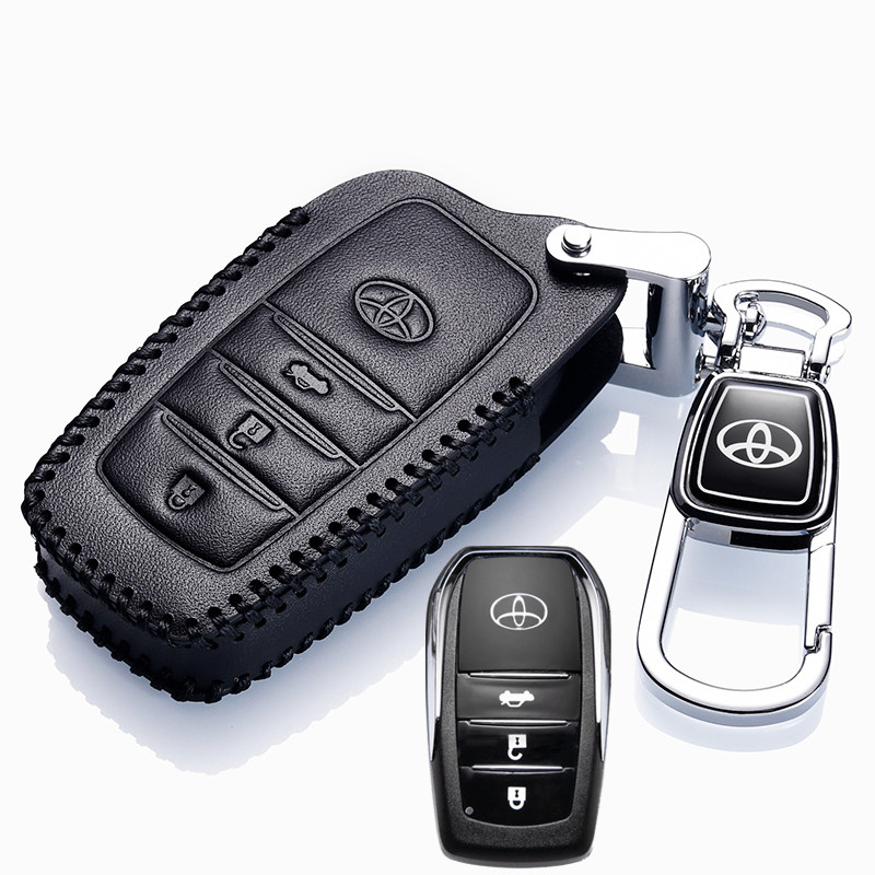 【补贴10%】2021款卡罗拉钥匙套真皮2019一汽全新卡罗拉双擎专用真皮钥匙包扣汽车钥匙包 丰田B款黑色+扣（15-18款卡罗拉）一键启动