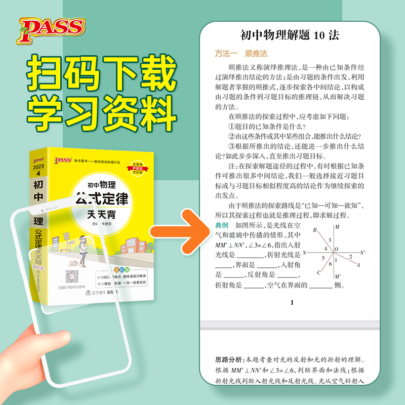 物理 初中通用 [正版]2023初中物理公式定律天天背八年级九年级基础知识手册核心考点大全中考复习资料掌中宝口袋书pas高清大图