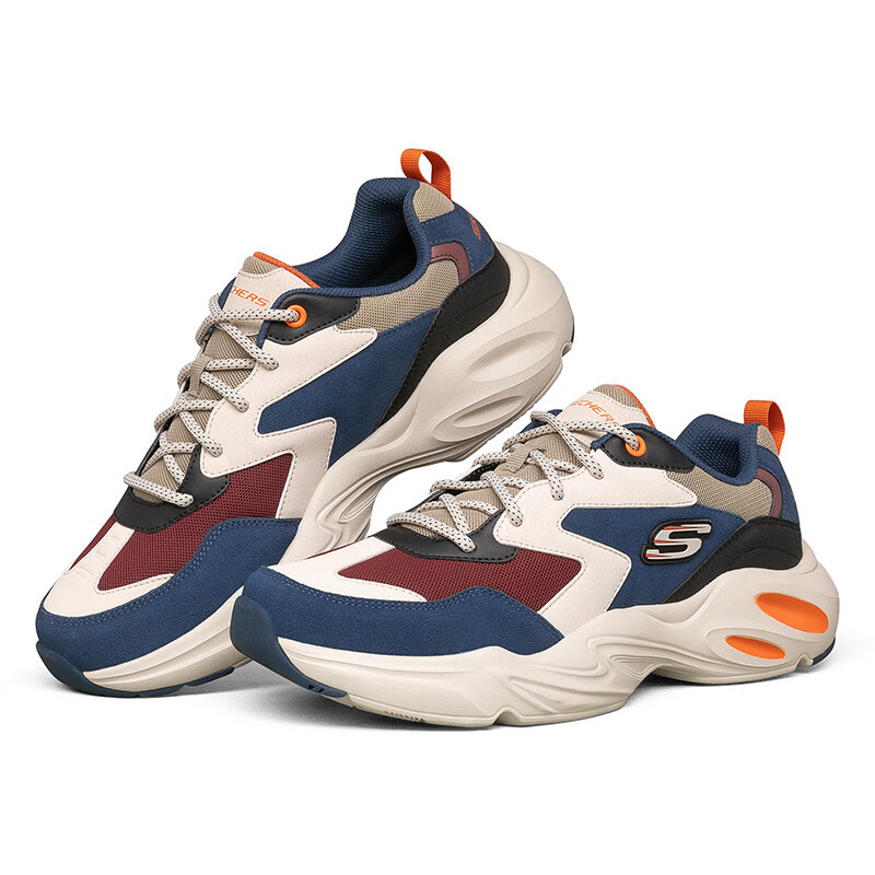 斯凯奇(Skechers)男鞋2023新款春季轻便减震休闲鞋男厚底增高老爹鞋男百搭运动鞋 237236-NVMT 44