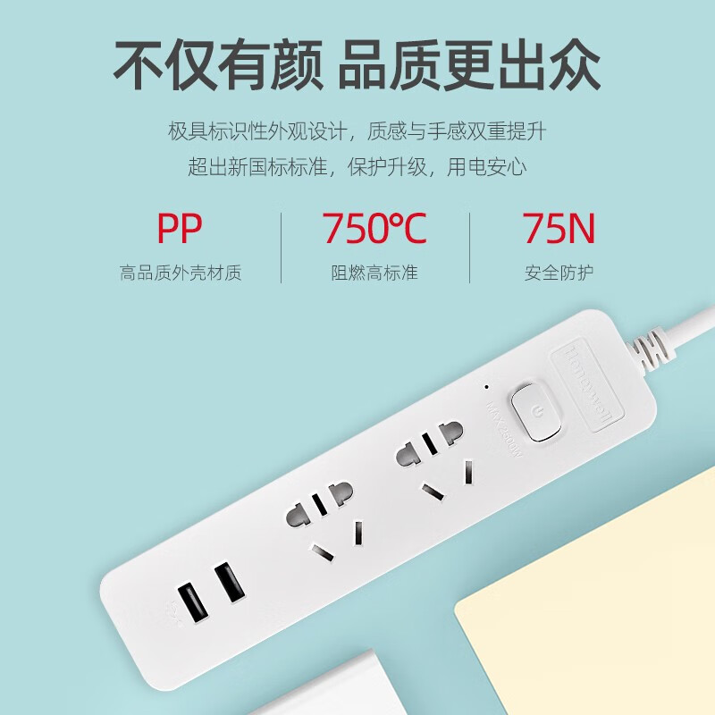 霍尼韦尔 车载手机支架 空调风口卡扣式 排插插座USB充电 HT2SU2KG-无颜色高清大图