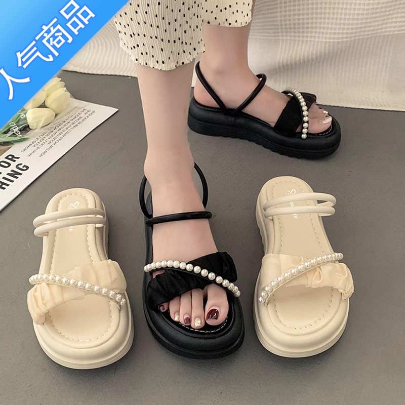 SUNTEK两穿凉拖鞋夏季外穿ins潮2023新款时尚珍珠仙女风配裙子款仙U配高清大图