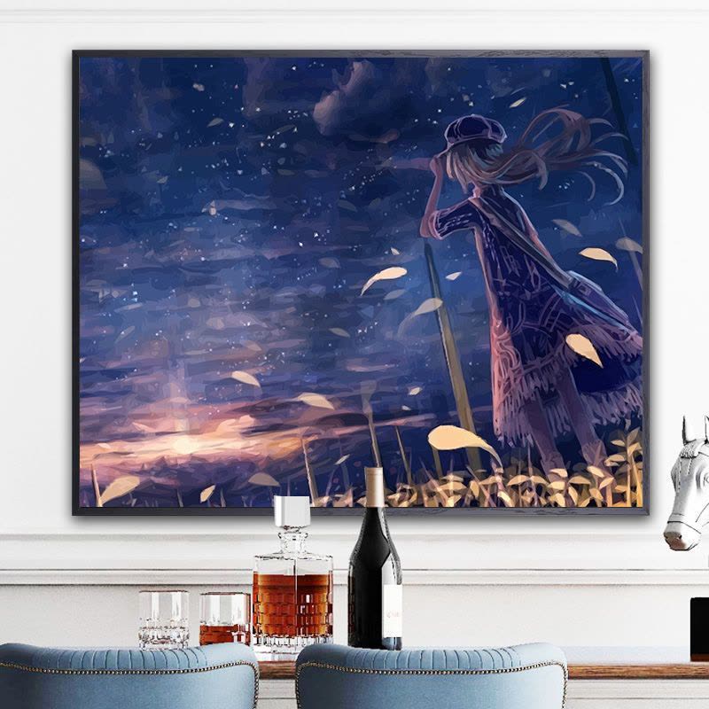 烟火季节 70*90带内框2.5cm厚 diy数字油画客厅风景动物花卉动漫人物填色手绘油彩画装饰画图片