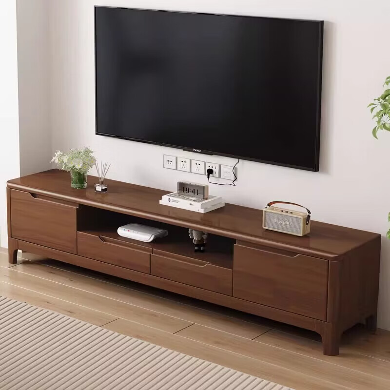 晋舰现代简约电视柜小户型多尺寸家用电视柜 胡桃色1500*400*480mm高清大图