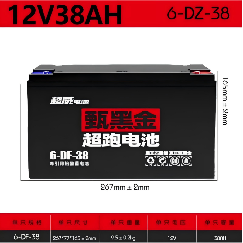 wdq-超威蓄电池(12V/38A,247*77*170)1个