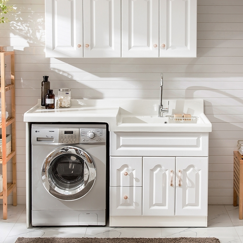 木洗衣柜组合洗衣池阳台洗脸手盆柜浴室柜洗衣机柜子伴侣带搓板12米左
