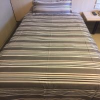 煊煜全棉斜纹床品三件套(灰条)1.2米床用被套160*230床单160*230枕套48*78cm 套