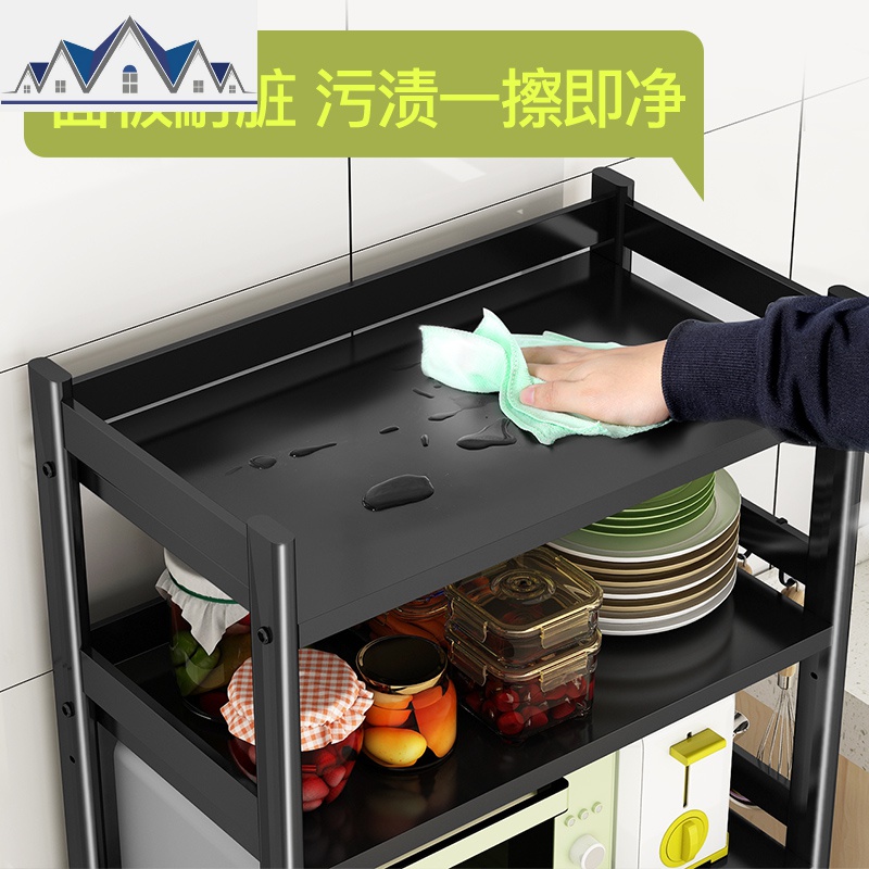 厨房置物架落地式多层带轮可移动烤箱微波炉省空间多功能收纳货架 三维工匠高清大图