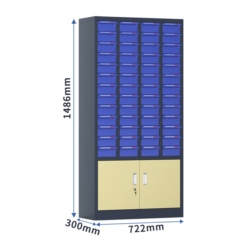臻远 ZYLJG-W108 零件柜抽屉式工具柜电子元件柜螺丝柜样品柜物料柜 52抽蓝色无门加工具柜大号高清大图