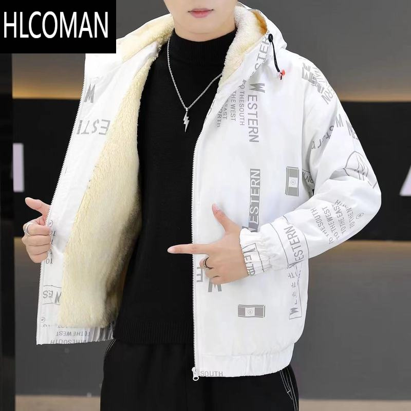 HLCOMAN冬季加厚棉衣男士连帽加绒夹克男外套学生上衣韩版p暖装衣服
