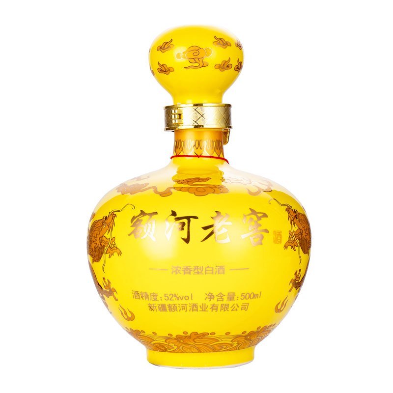 自饮推荐新疆白酒额河老窖52度高度白酒纯粮食酒浓香型500ml礼盒单瓶