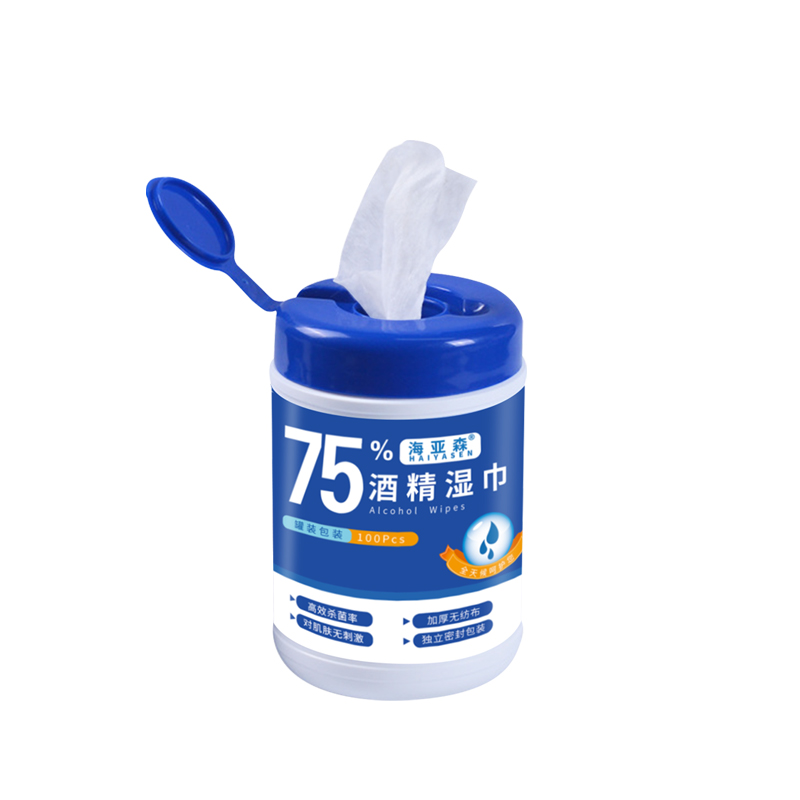 海亚森 75%酒精罐装湿巾100片/罐 TK-7014高清大图