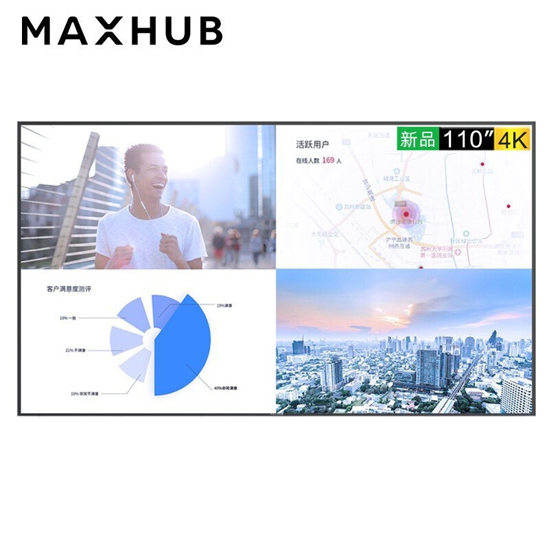 MAXHUB 企业会议屏 110英寸商用显示大屏视频会议W110PNA巨幕电视 MAXHUB显示大屏110英寸+移动脚架