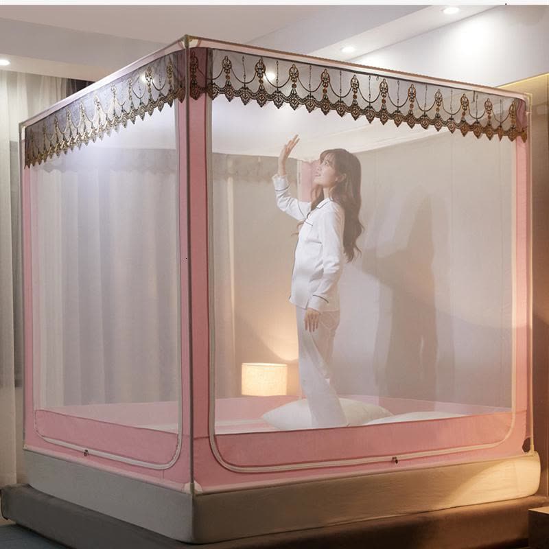 美帮汇新款蚊帐拉链蒙古包公主风1.5米1.8m床双人家用儿童防摔支架纹帐2图片