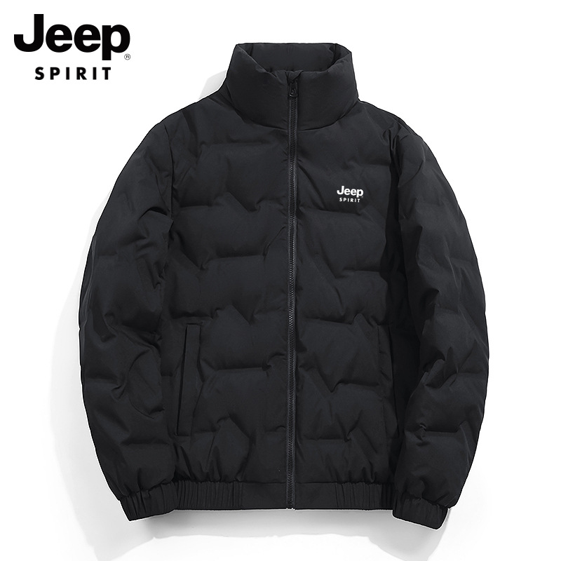 JEEPSPIRIT男士白鸭绒羽绒服弹力防风宽松男装羽绒外套男潮_627 XL 黑色