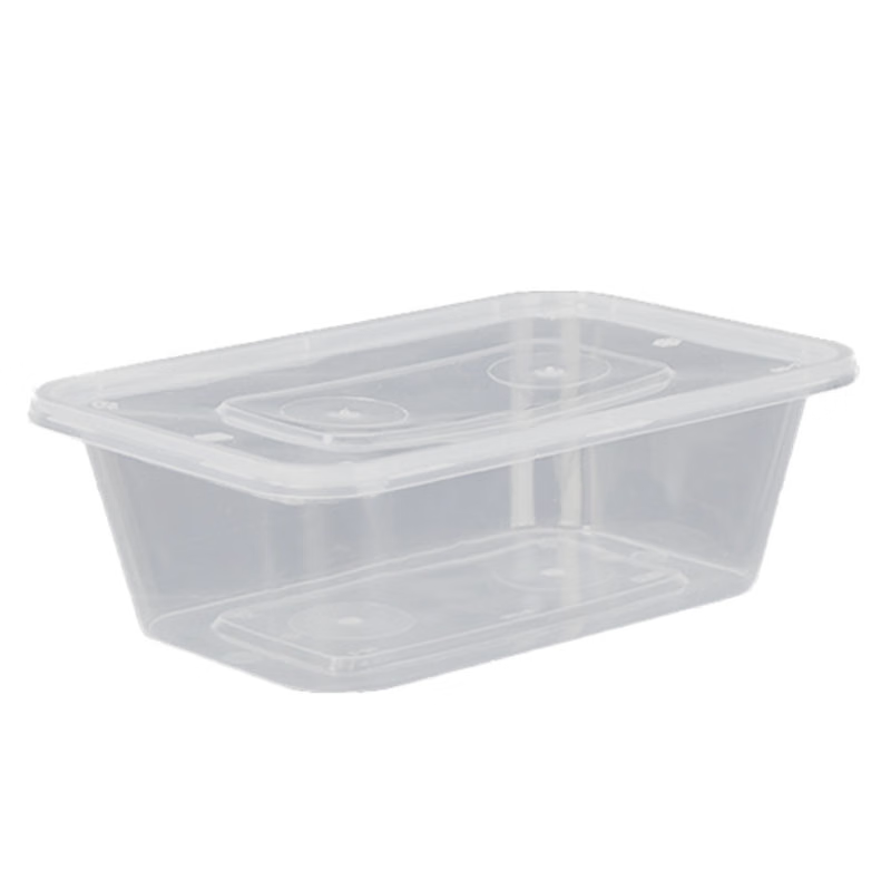 工霸(GONGBA)方形餐盒一次性塑料打包盒RYCF-650单格(透明)300套 单位:箱