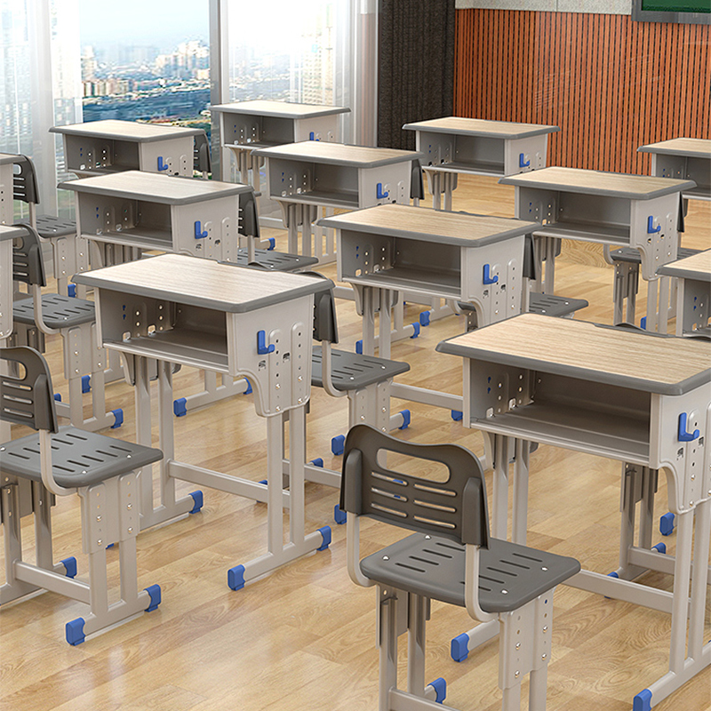 文灵加厚升降塑料课桌椅培训桌中小学生辅导班书桌家用儿童学习桌椅子高清大图