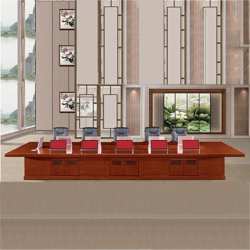 创世人 智能无纸化会议台多功能电脑升降器多媒体会议桌定制长方形桌油漆办公桌多尺寸可定制(颜色备注)可定制长度3米-12米高清大图