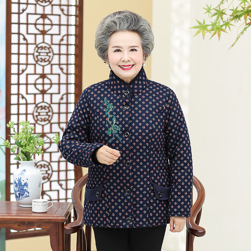 迪鲁奥（DILUAO)中老年人秋冬装新款女60-70岁妈妈衣服老人棉衣80老太太外套服奶奶棉袄_98_897 幸运蓝 3XL(建议105-120斤穿)