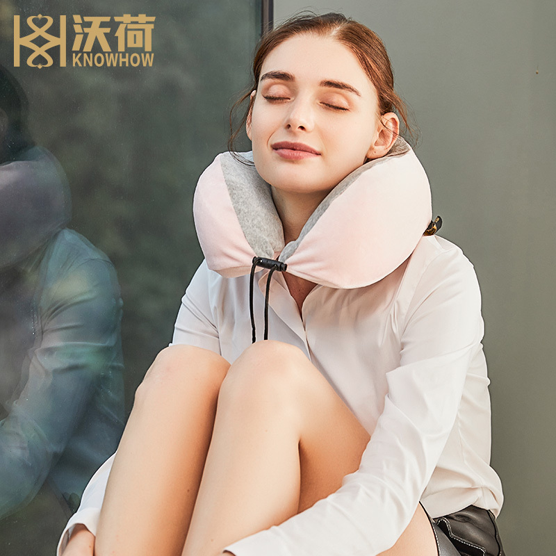 沃荷(KnowHow)泰国进口天然乳胶U型枕头护颈枕旅行汽车枕飞机枕颈枕U形护脖颈椎午睡