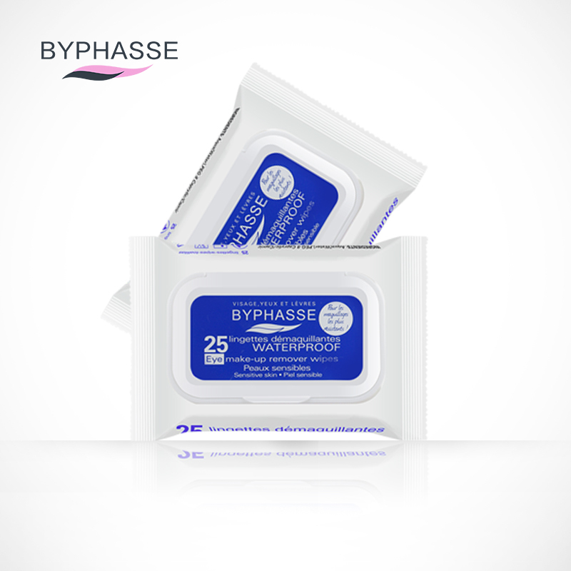 蓓昂斯(BYPHASSE)卸妆湿巾西班牙 蓝色便携式旅行装一次性四效合一25片装 蓝色(卸防水妆)正品保证