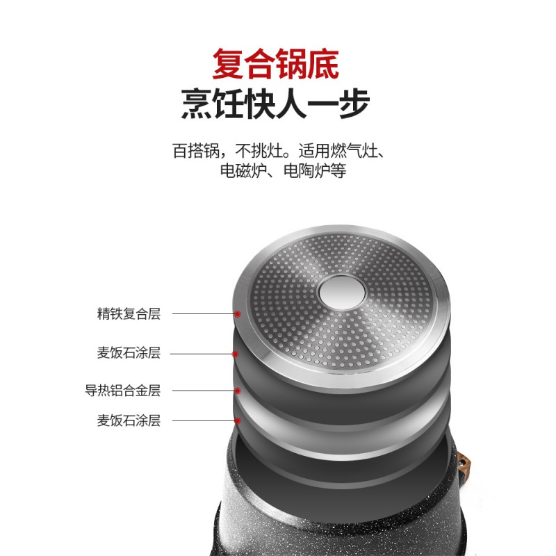 烘焙精灵麦饭石汤锅煮锅炖锅家用电磁炉双耳平底火锅熬阿胶专用