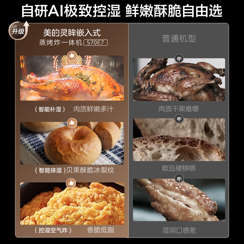 美的(Midea)[重磅新品]蒸烤箱一体机嵌入式78L大容量纯平全嵌蒸烤炸炖四合一AI语音交互 石墨烯大热风S70E7高清大图