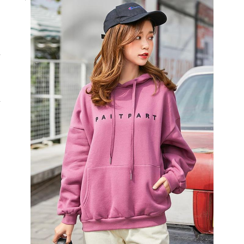 2019新款连帽卫衣女秋冬季韩版加绒cec春长袖宽松厚上衣潮流外套