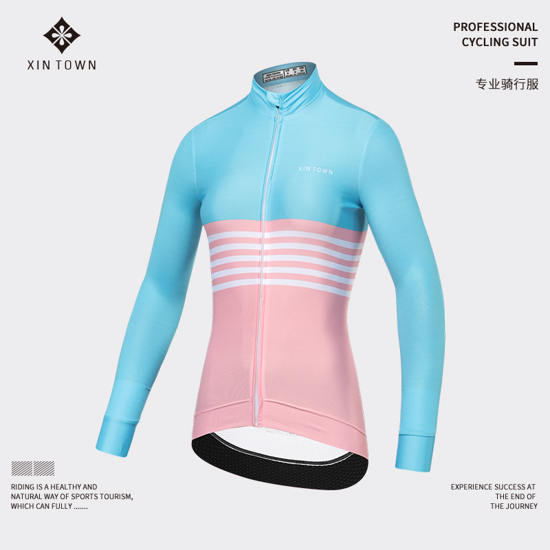 XINTOWN/星恒2022春季新款骑行服女薄绒长袖吸湿速干自行车公路车单车服长上衣