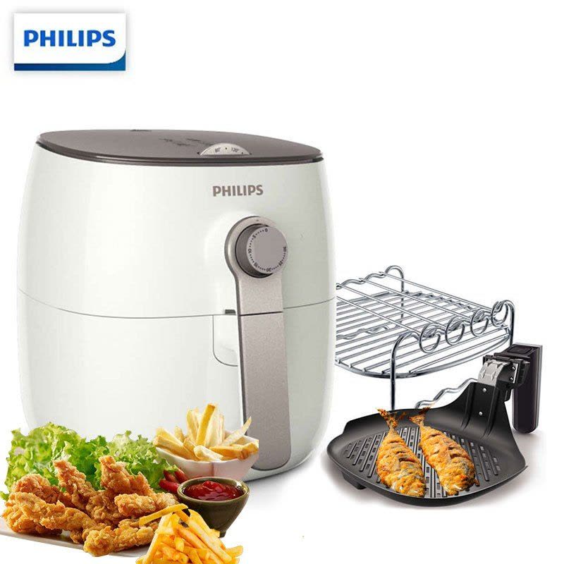 飞利浦（Philips）空气炸锅家用智能低脂肪真空无油电炸锅大容量2.4L微电脑式薯条机 HD9627/21附带鱼盘烤架图片