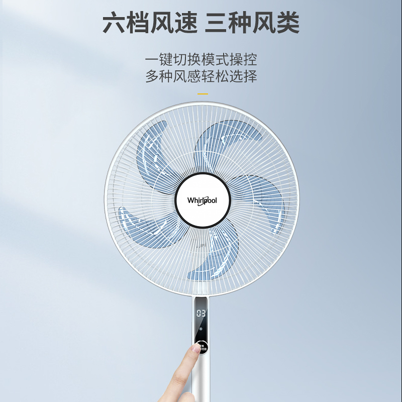 惠而浦(Whirlpool)电风扇WFS-40KR 落地台扇 两种高度自由调节 六档风速 三种风类一级能耗 节能省电高清大图